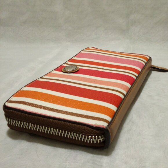 Coach Long Zip Around Coated Canvas w/Leather Trim,, EUC - Picture 6 of 13